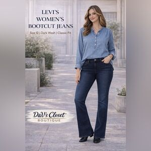 Levi’s Women’s Bootcut Jeans Size 12 Dark Wash Classic Fit Denim